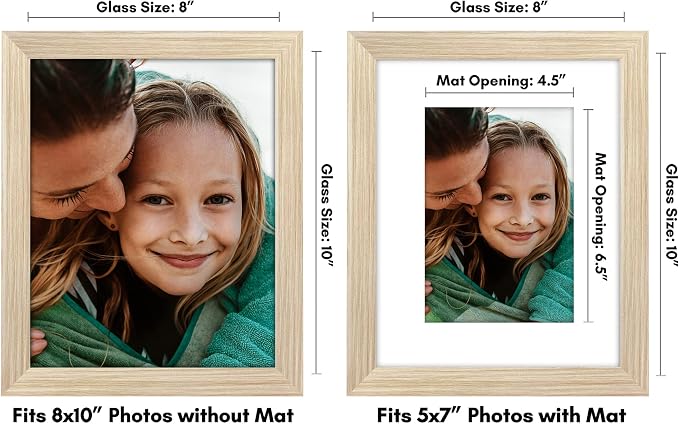 Americanflat 8x10 Picture Frame - Matted to 5x7 - Natural Oak