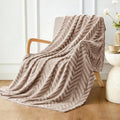 Whale Flotilla Flannel Fleece Throw Blanket for Couch, Champagne | Lightweight Breathable Soft Sofa Throws, Plush Fluffy Chevron Design Decorative Blankets for All Season, 50x60 Inch