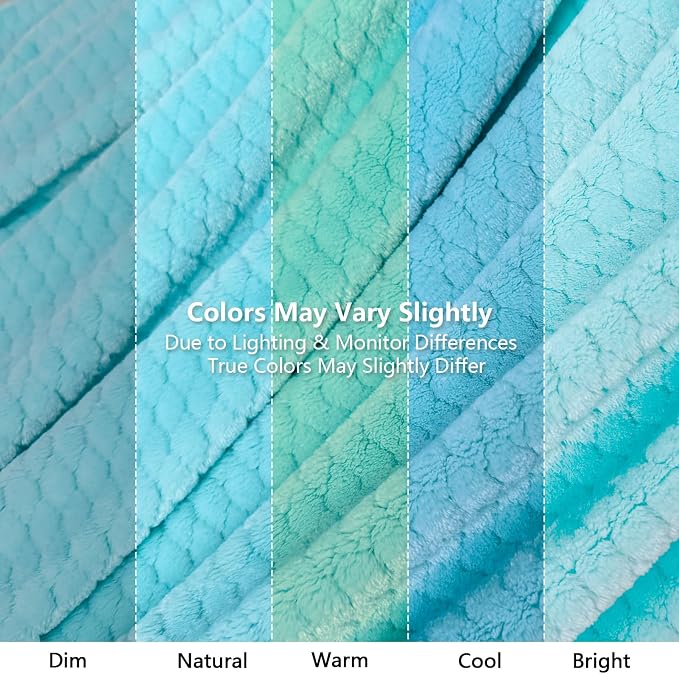 Hoomly Soft Mint Throw Blanket 60x80 Breathable Fleece for AC Rooms | 300GSM Flannel Feel, Single Layer 3D Jacquard, Sofa Bed Office Car Travel, Fresh Pastel Decor, Low Shed, Machine Washable