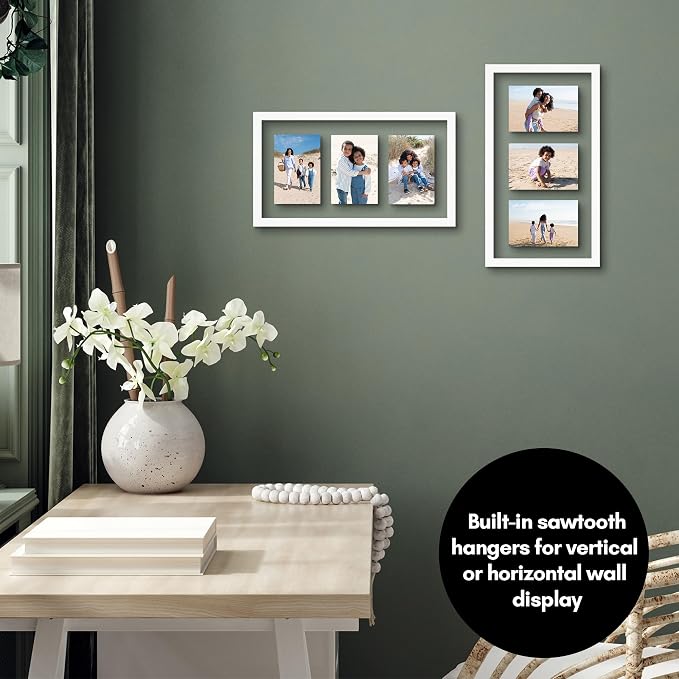 Americanflat 4x6 Floating Collage Picture Frame - Fits 3 - White