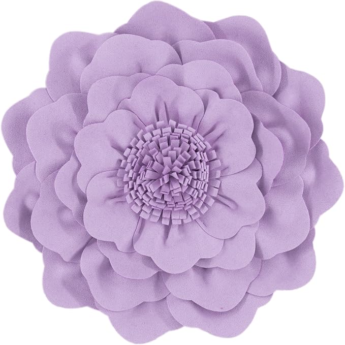 JWH 3D Flower Throw Pillow Cover Decorative Floral Shaped Cushion Round Pillowcase for Bedroom Bed Couch Living Room 14 Inch Light Purple