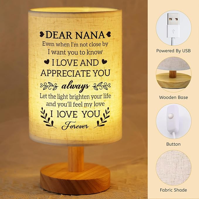 Best Nana Gifts from Grandkids, Fabric Bedside Table Lamp Presents