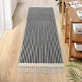 Lahome Boho Bathroom Runner Rug, 2x6 Washable Rugs for Kitchen Hallway | Woven Cotton Laundry Room Throw Carpet with Tassels, Farmhouse Decor Black Non Shedding Lightweight Mat for Entryway Bath