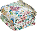 MSGKV Boho Throw Blanket 60"x80" Summer Cotton Orchid Blanket for Couch | Muslin Throw, Orchid Floral Pattern, Reversible Woven, Lightweight Comfort, Farmhouse Decor, All Seasons, Machine Washable