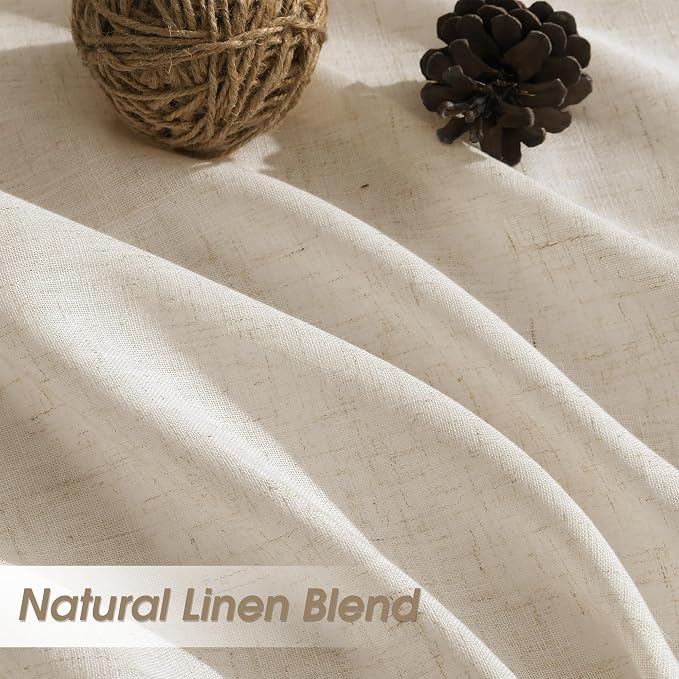 Linen Curtains 72 Inches Long for Living Room Semi Sheer Light Filtering Curtain Back Tab Rod Pocket Neutral Boho Modern Farmhouse Decor Window Drapes for Bedroom 52x72 2 Panels Boho
