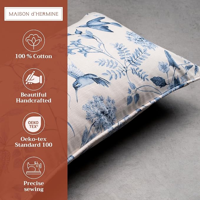 Maison d' Hermine Throw Pillow Covers 100% Cotton (12" x 20" - Pack of 1)