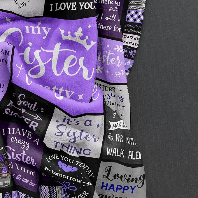 Ruvinzo Sister Gifts from Sis, Sisters Birthday Gift Idea, Best Sister Ever Gift for Women, Birthday Gifts for Sisters, Sis Soft Purple Throw Blanket 60" x 50"