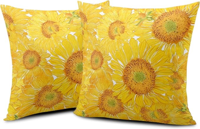 Sunflower Pillow Covers Floral Throw Pillow Covers 22x22 Yellow Pillow Case Flowers Double Sided Printing Cushion Case for Living Room Couch Sofa Set of 2