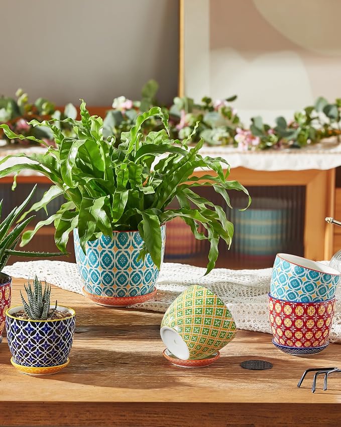 Metahom 3.8 Inch Succulent Pots, Ceramic Pots for Plants, Set of 4