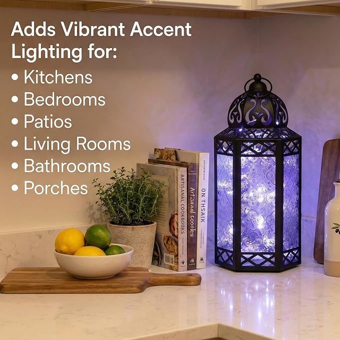 Vela Lanterns Decorative Indoor Fairy Light Candle Holder, Clear, L | Ramadan & Eid Decor, Fantasy Wedding Centerpieces, Moroccan Metal Hanging Flameless LED Lamp, Outdoor Porch Patio, 12" Tall