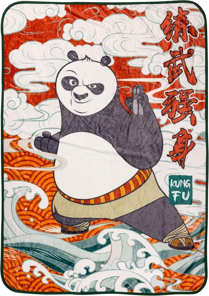 Silver Buffalo Kung Fu Panda Chinese Po, Fleece Throw Blanket, 45x60in | Characters, Soft and Cozy, 180 GSM