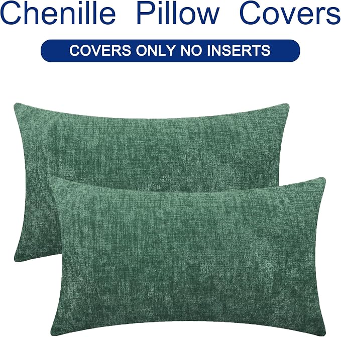 CaliTime Decorative Couch Throw Pillow Covers 26 X 16 Inches Dark Green