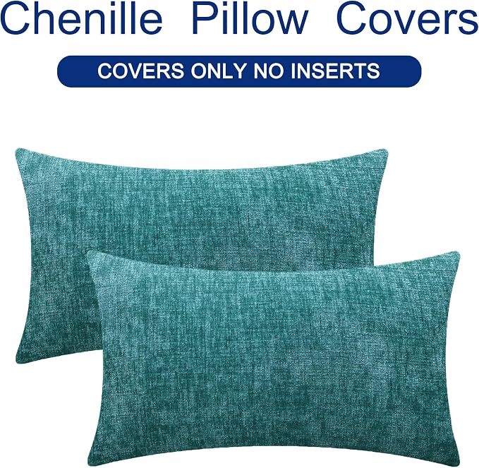 CaliTime Decorative Couch Throw Pillow Covers 20 X 12 Inches Teal