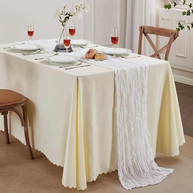 White Cheesecloth Table Runner 35×120Inch Fall Boho Wedding Home Decor | Wrinkle Rustic cheese cloths Sheer Gauze for Bridal Baby Shower Birthday Party Table Decor Halloween Thanksgiving Christmas