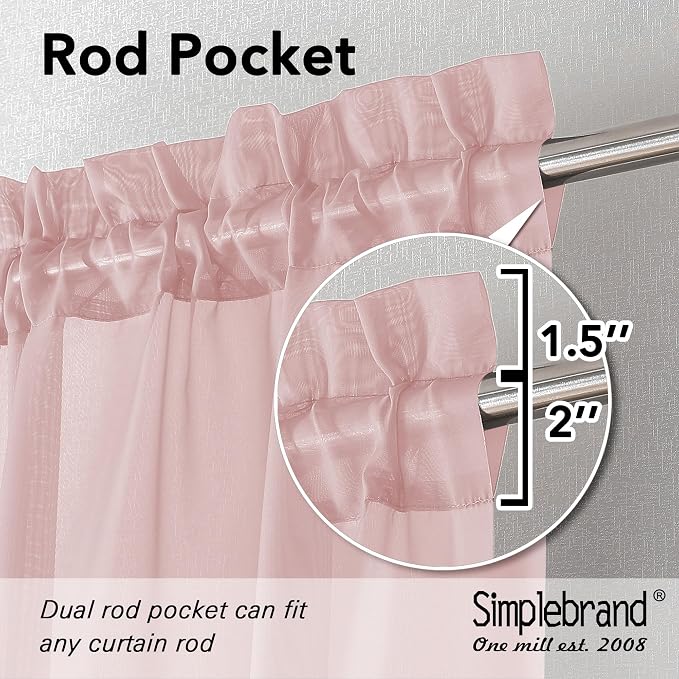 Simplebrand Blush Sheer Curtains 84 Inches Long, Light Filtering Rod Pocket Solid Color Window Sheer Curtain Panels, Elegant Curtains & Drapes for Living Room, Bedroom 2 Panels (42" W x 84" L)