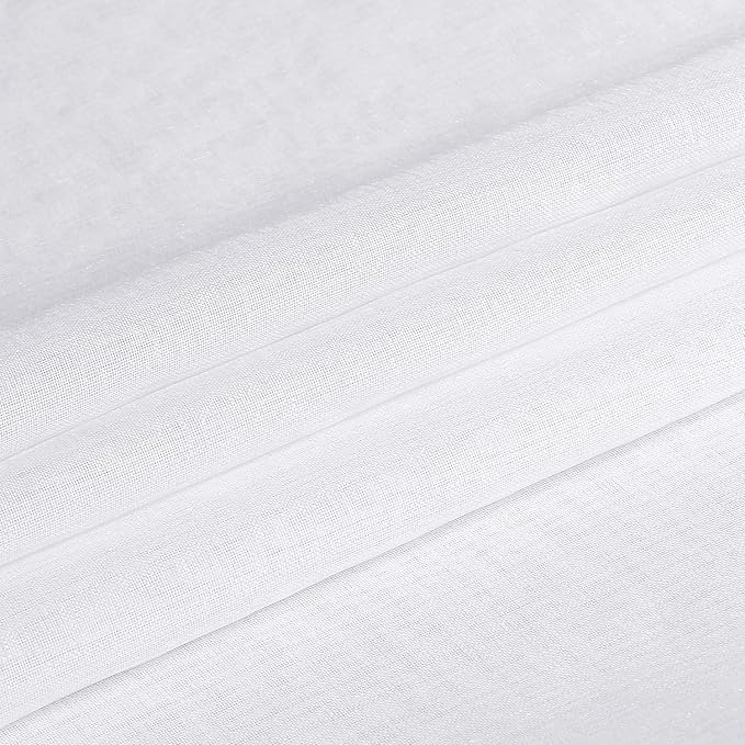 DWCN White Sheer Curtains for Living Room Bedroom - Faux Linen Look Voile Drapes Grommet Top Window Curtain Panel 46 x 63 Inch Length, Set of 2 Panels