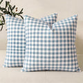 Farmhouse Light Dusty Blue Gingham Throw Pillow Covers 20x20 Set of 2 | 20 x 20 Blue Outdoor Throw Pillows, Outdoor Pillows for Patio Furniture Front Porch, Blue and White Outside Decorative Pillow