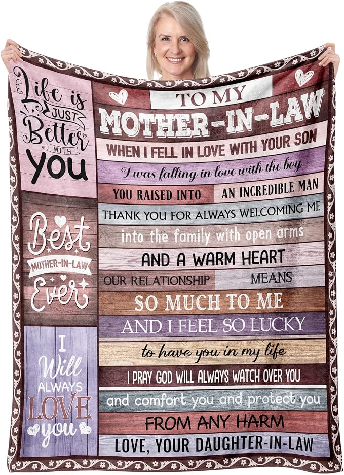 Mother in Law Gifts, Mother in Law Birthday Gifts, Mother in Law Gift from Daughter in Law, Gift for Mother in Law Christmas Birthday Mothers Day Wedding Gifts Throw Blanket 50"x60"