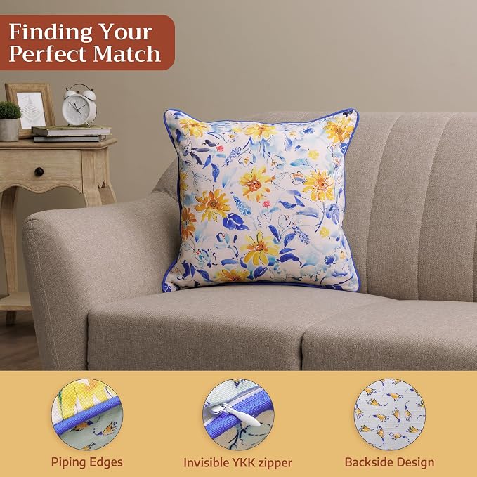 Maison d' Hermine Throw Pillow Covers 100% Cotton (18" x 18" - Pack of 1)
