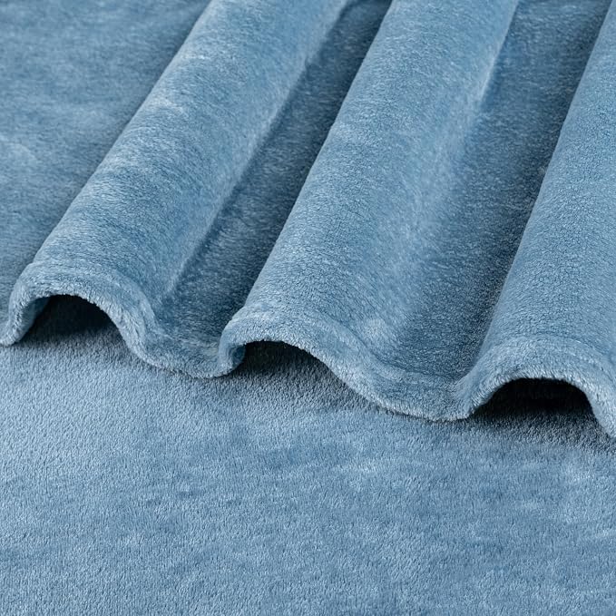 PAVILIA Fleece Blanket Throw Twin Size | Super Soft, Plush, Luxury Flannel Throw | Lightweight Microfiber Blanket for Sofa Couch Bed (Dusty Blue, 60x80 inches)