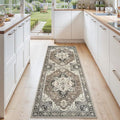 Washable Kitchen Runner Rug 2x6 - Hallway Rugs Low Pile Entryway Carpet Vintage Soft Non-Slip Stain Resistant Indoor Floor Distressed Mat Home Decor for Bedside Bathroom Entrance(Beige/Blue/Grey,2x6)