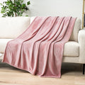 PAVILIA Blush Pink Fleece Throw Blanket for Couch Twin Size, Pink Super Soft Fuzzy Flannel Throw for Sofa, Luxury Plush Microfiber Blanket Twin Bed, Home Decorative Velvet Gift Blanket, 60x80