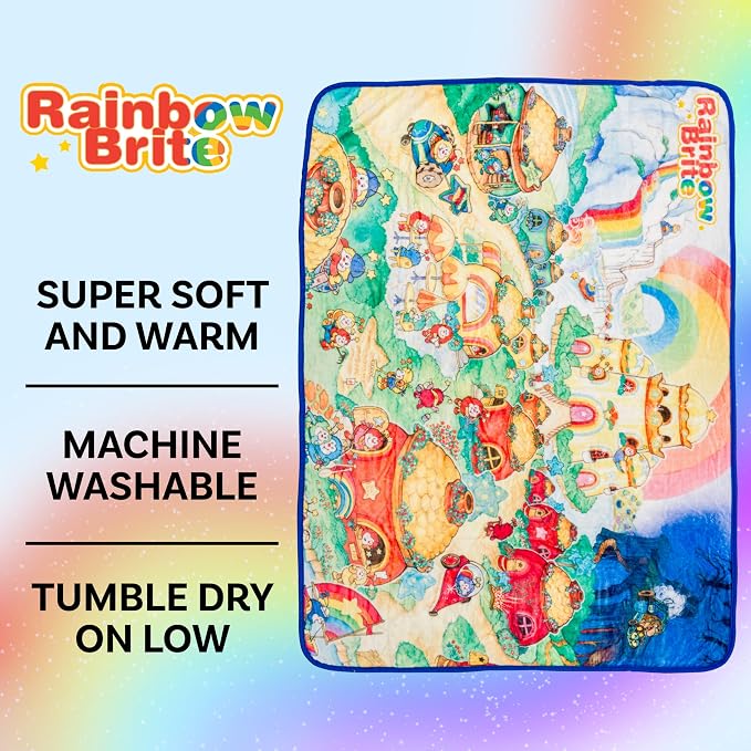 Silver Buffalo Rainbow Brite in Rainbowland, Fleece Throw Blanket, 45x60in | Soft and Cozy, 250 GSM