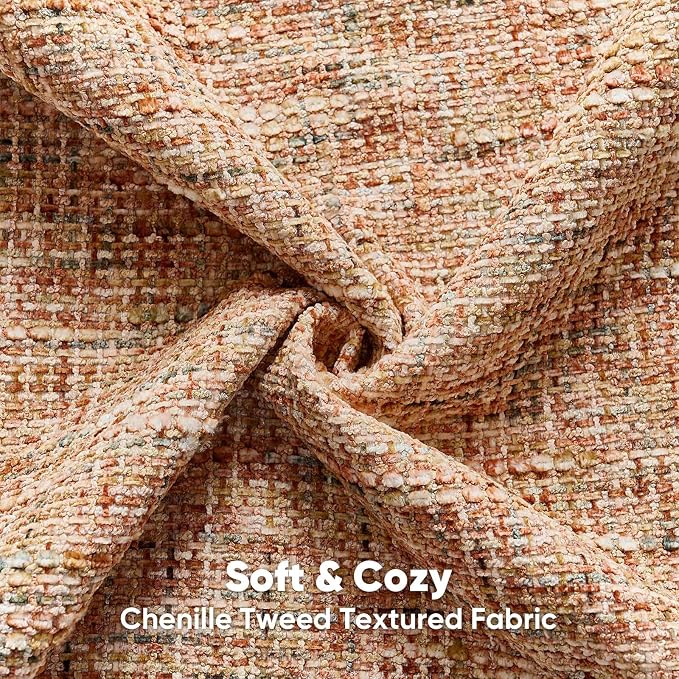 HAUSSY Pack of 2 Chenille Tweed Throw Pillow Covers 22x22 Inch, Rust