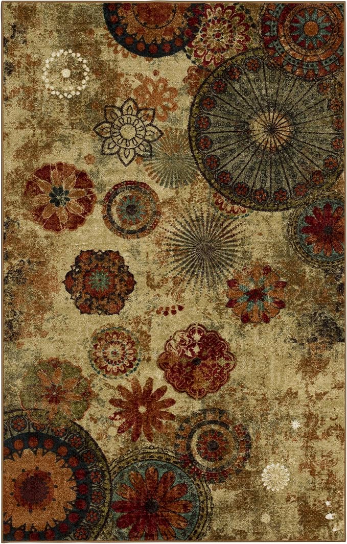 Mohawk Home Caravan Ornamental Floral Medallion 5' x 8' Area Rug - Orange - Perfect for Living Room, Dining Room, Office