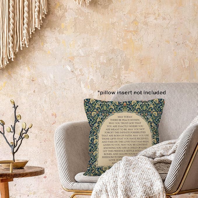 Vintage Floral Catholic Throw Pillow Cover 18x18, Christian Decor Pillow Cases for Women, Religious Inspirational Decorative Square Pillowcases for Home Living Room Bedroom Church
