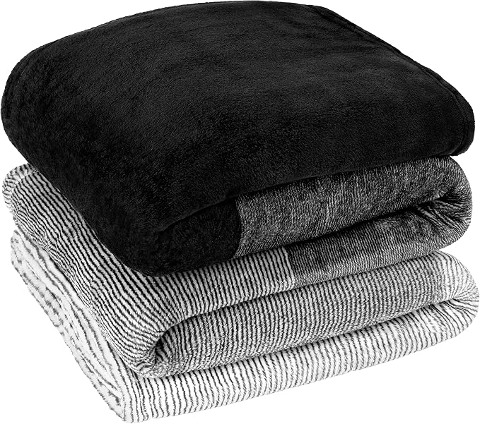 PAVILIA Black Ombre Fleece Throw Blanket for Couch Sofa Bed, 60x80 Twin