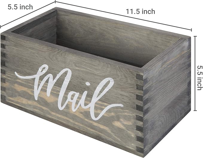 MyGift Vintage Gray Wood Mail Holder, Desktop Letter Organizer Bin