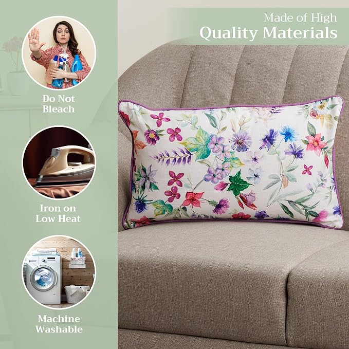Maison d' Hermine Throw Pillow Covers 100% Cotton (12" x 20" - Pack of 1)