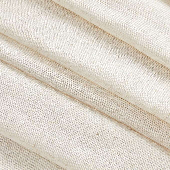 MYSKY HOME Linen Curtains for Sliding Door, Farmhouse Semi Sheer Ceiling Curtains Living Room Light Filtering Back Tab Elegant Style Soft Fabric, 50" x 95", Linen, 2 Panels