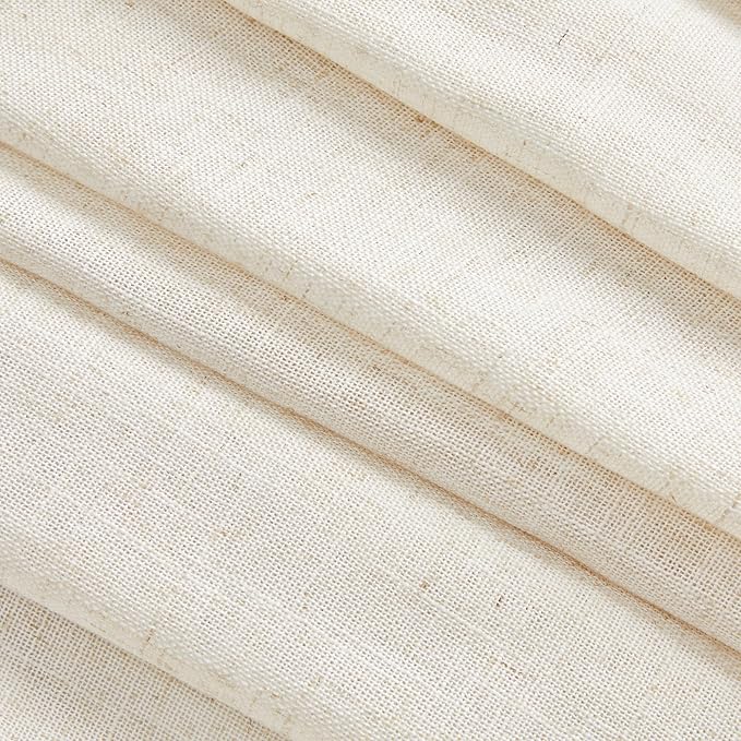 MYSKY HOME Linen Curtains for Living Room 1 Panel, Natural Semi Sheer Curtains & Drapes Light Filtering Farmhouse Country Boho Style Back Tab Draperies for Sliding Glass Door (Customsize, Linen)