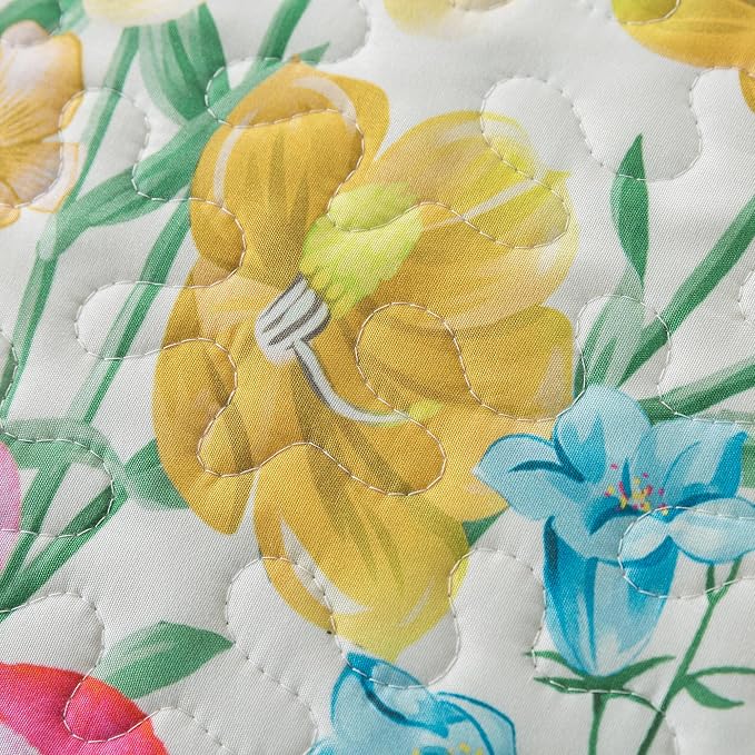 NEWLAKE Quilt Bedspread Sets- Dreamy Flowers Reversible Coverlet Set,King Size
