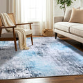 Machine Washable Area Rug, Soft & Durable, Non-Slip, Stain Resistant Rug for Bedroom, Living Room, Dining Room, High Traffic Areas. (Blue, 5' X 7')