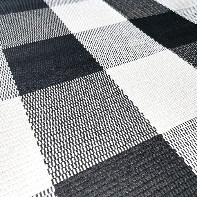 Large Black and White Plaid Area Rug for Living Room/Kitchen/Dinning Room, 67''x90''