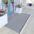 KILOCOCO Blue White Striped Rug 4x6 ft Front Door Mat Outdoor Washable Rug