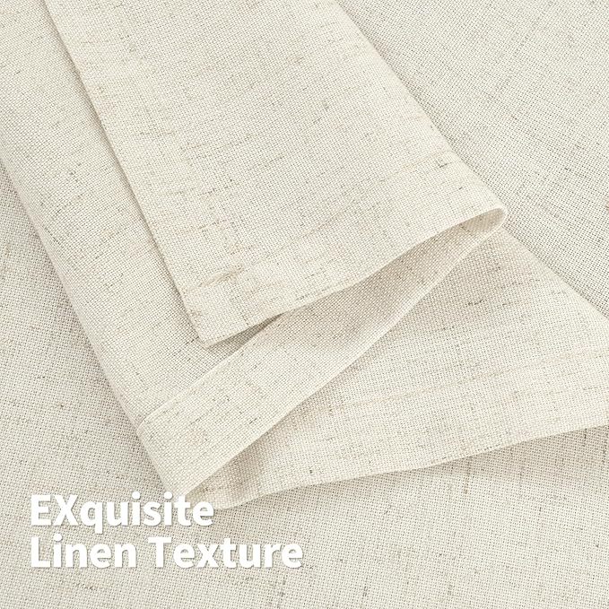YoungsTex Linen Curtains 54 Inch Length 2 Panels for Living Room Window, Short Light Filtering Drapes with Grommet for Kitchen Bedroom, 52 X 54 Inch