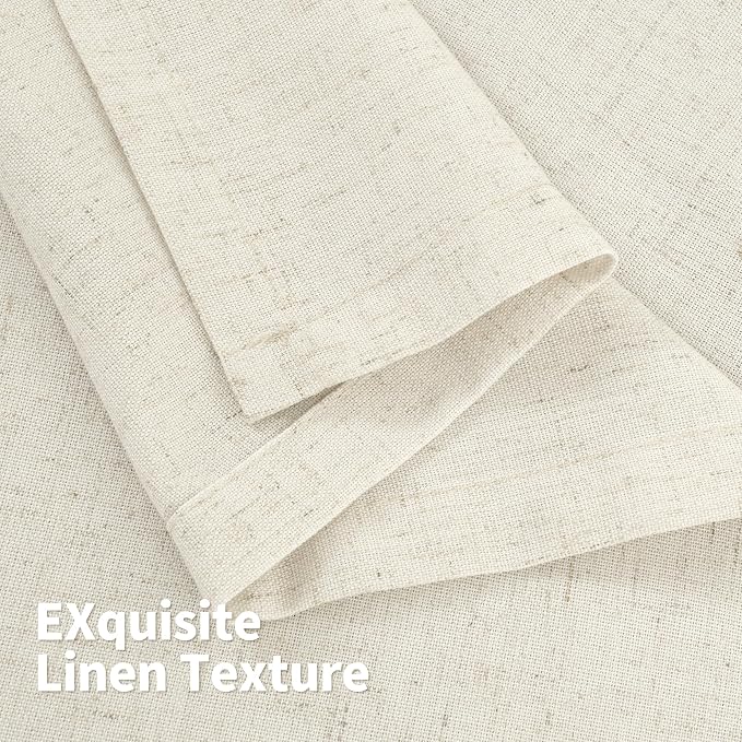 YoungsTex Linen Curtains 84 Inch Length with Grommet Light Filtering | Beige Drapes Privacy for Bedroom Living Room, 2 Panels, 52 X 84 Inch