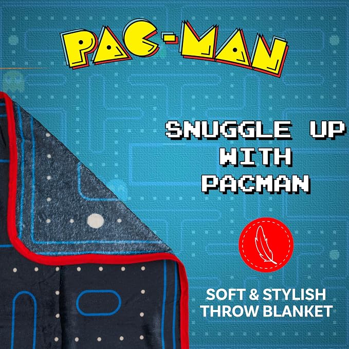 Silver Buffalo Pacman Style, Fleece Throw Blanket, 45x60in | Soft and Cozy, 185 GSM