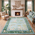 8x10 Washable Rug for Living Room Blue Animal Print Large Bedroom Rugs Non Slip Forest Nursery Girls Room Throw Carpet Stain Resistant Whimsical Safari Area Rugs for Home Office, Teal/Blue