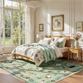 AIMPEAK Green 5x7 Washable Area Rug - Non Slip Low Profile Cat Floral Boho Carpet for Living Room, Bedroom, Farmhouse, Dining Room, Kids Playroom, Nursery, Vintage, Green Multi
