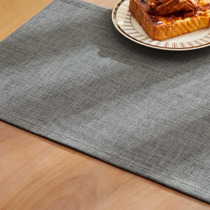 ZeeMart Rustic Cotton Linen Table Runner, 13x60 Inches Dark Grey | Farmhouse Style Linen Table Runners 60 Inches Long, Washable Kitchen Dining Table Decoration for Home Party Decor