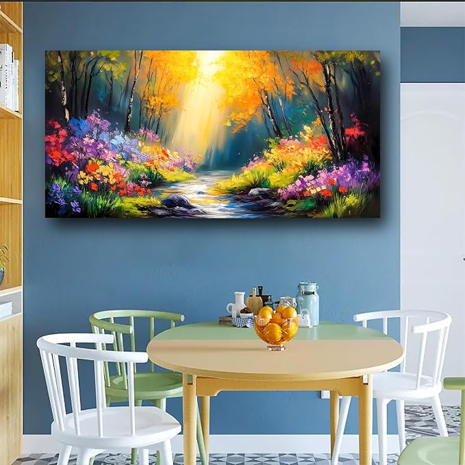 Abstract Wall Art Canvas Print Forest Landscape Painting Bathroom Decorative Paintings Modern Style Living Room Bedroom Office Home Decorations Nature Landscape Artwork 20x40 inches