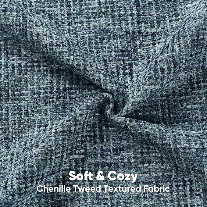 HAUSSY Pack of 2 Chenille Tweed Throw Pillow Covers 12x20 Inch, Navy Blue