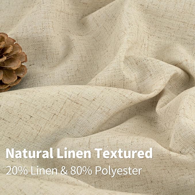 YoungsTex Burlap Linen Curtains 40 Inch Length for Kitchen Window, Short Light Filtering Drapes with Grommet Semi Sheer Privacy for Cafe Bathroom Window, 42 X 40 Inch