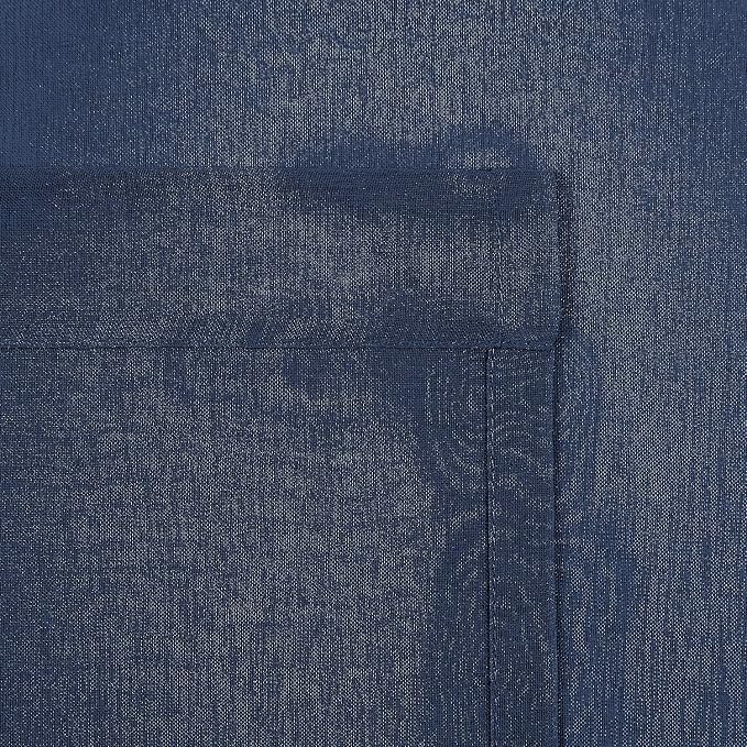 DWCN Navy Blue Sheer Curtains Linen Look Semi Transparent Voile Grommet Curtains for Living Dining Room Drapes 60 x 84 Inch Long, Set of 2 Panels