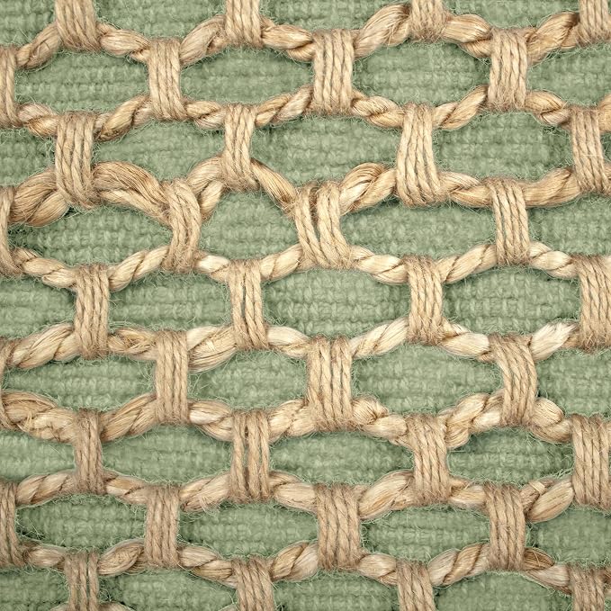 Boho Living Jada Decorative Throw, Includes Accent, Premium Woven Design, Living Room Décor, (2) 20" x 20" Pillow Cover with Insert, Sage Green